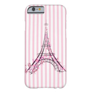 Funda Barely There Para iPhone 6 Corazones rosados y mariposas Torre Eiffel de Parí