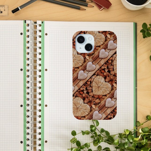 Funda De Case-Mate Para iPhone Corazones rústicos de madera (Subido por el creador)