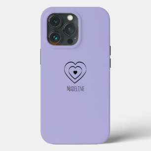Funda Para iPhone 13 Pro Corazones Simple Dibujado a Mano Cualquier Color N
