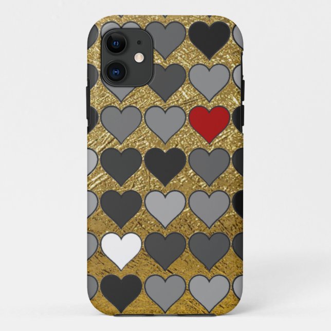 Funda De Case-Mate Para iPhone corazones sobre dorado (Reverso)