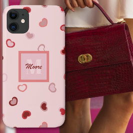 Funda Para iPhone 11 Corazones sobre rosa pastel de rosa a rojo