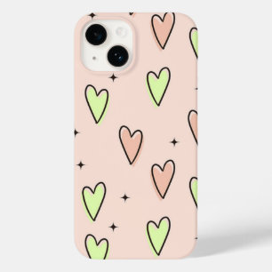 Funda Para iPhone 14 De Case-Mate Corazones y estrellas cortos con un patrón rosado