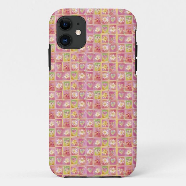Funda De Case-Mate Para iPhone Corazones y flores (Reverso)