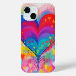 Funda Para iPhone 15 Corazones Y Flores De bonito