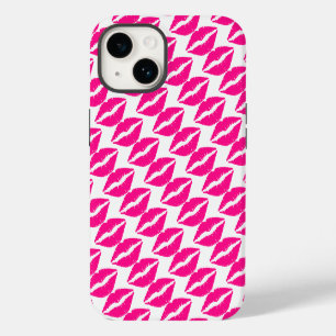 Funda Para iPhone 14 De Case-Mate Corbata con patrón de besos rosados blancos lindos