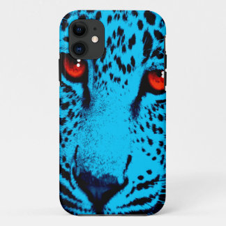 Funda Para iPhone 11 Corey Tiger 80s Cara de leopardo neón (azul turque