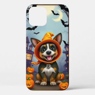 Funda Para iPhone 12 Pro Corgi alegre con una sudadera de Halloween