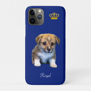 Funda Para iPhone 11 Pro Corgi cachorro perro y corona real azul