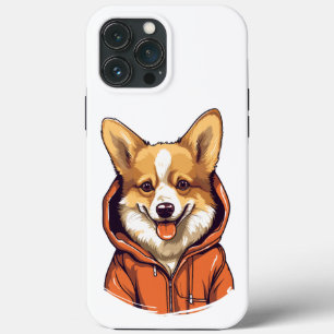 Funda Para iPhone 13 Pro Max Corgi Divertido con Sudadera