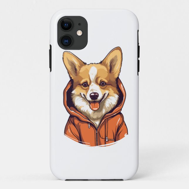 Funda De Case-Mate Para iPhone Corgi Divertido con Sudadera (Reverso)