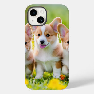 Funda Para iPhone 14 De Case-Mate Corgies jugando en la hierba