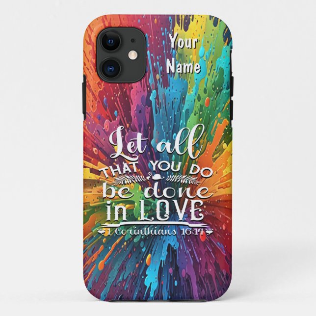 Funda De Case-Mate Para iPhone Corintios 16-14 Amor (Reverso)