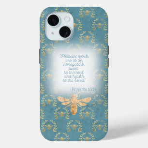 Funda Para iPhone 15 Coroa de abeja verde chartreuse dorado lindo en cu