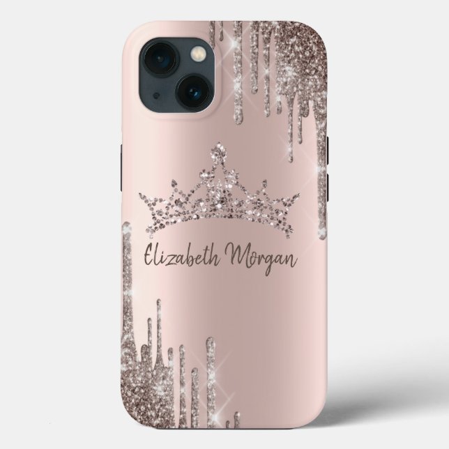 Funda De Case-Mate Para iPhone Corona Caída Glitter Chic Cool (Reverso )