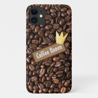 Funda Para iPhone 11 Corona de oro de tipografía reina de café