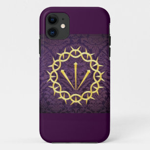 Funda Para iPhone 11 Corona De Oro De Tornos En Fondo Púrpura Oscuro