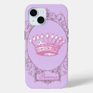 Funda Para iPhone 15 Corona de princesa victoriana rosada