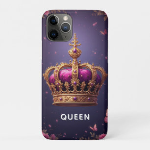 Funda Para iPhone 11 Pro Corona Morada Elegante Con Adornos De Oro