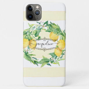 Funda Para iPhone 11 Pro Max Correa floral de banda ancha de color limón cítr