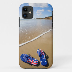 Funda Para iPhone 11 Correas australianas de la bandera en la playa el