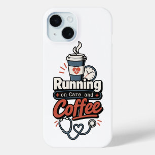 Funda Para iPhone 15 Corriendo con Cuidado y Café Regalo Divertido pa