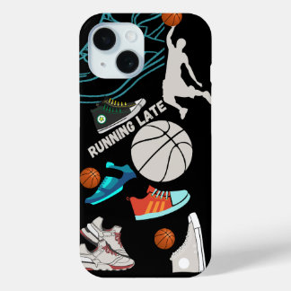 Funda Para iPhone 15 Corriendo tarde, Sneakers baloncesto