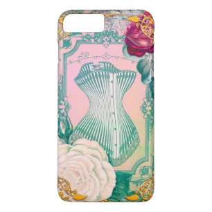 Funda Para iPhone 8 Plus/7 Plus Corsé del Victorian del vintage y rosa y azul de