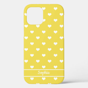 Funda Para iPhone 12 Cortar nombres personalizados corazones patrón am