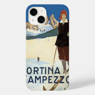 Funda Para iPhone 14 De Case-Mate Cortina d'Ampezzo, Italia, Alpes Vintage de esquia