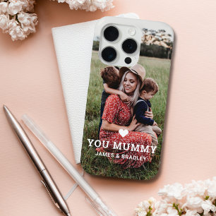 Funda Para iPhone 15 Pro Corto corazón te ama MUMMY Madre's Day Photo