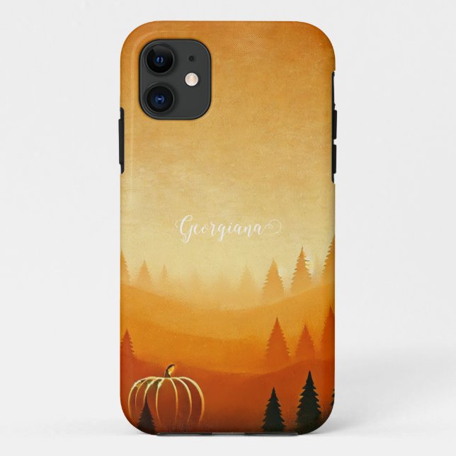 Funda De Case-Mate Para iPhone Cosecha personalizada de calabaza cosecha otoñal (Reverso)