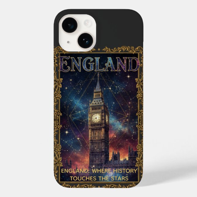 Funda De Case-Mate Para iPhone Cosmic England Big Ben Celestial Art (Reverso )