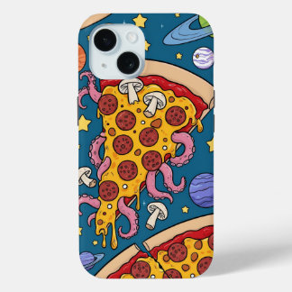 Funda Para iPhone 15 Cosmic Pizza Slice: Aventura espacial excéntrica