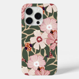 Funda Para iPhone 15 Pro Cosmo Woodland Ladybugs & Wildflower Earthy Colour