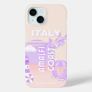 Funda Para iPhone 15 Costa de Amalfi, arte de viajes, viajes con perrit