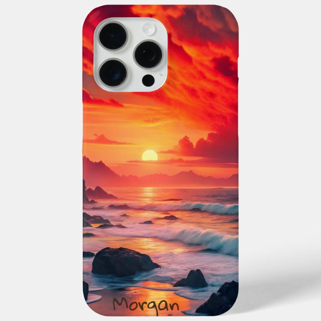Funda De Case-Mate Para iPhone Costa personalizado Fiery Sunset - Acantilados Oce (Reverso )