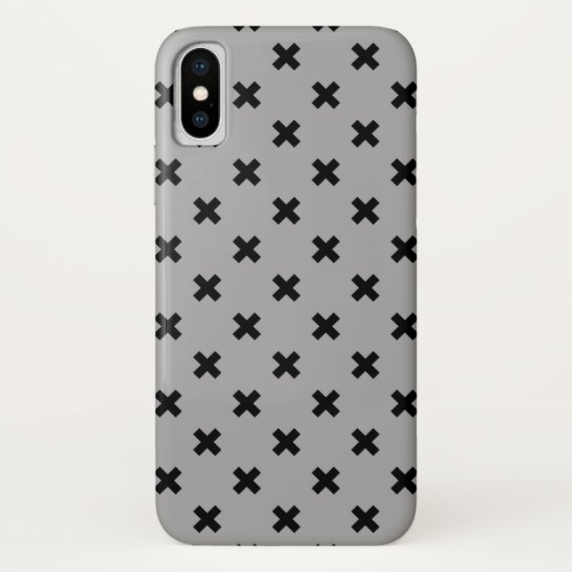 Funda De Case-Mate Para iPhone Costillas de cruz negra en gris (Reverso)