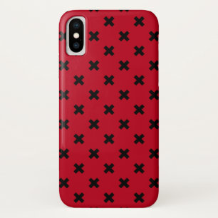 Funda Para iPhone X Costillas de cruz negra en rojo