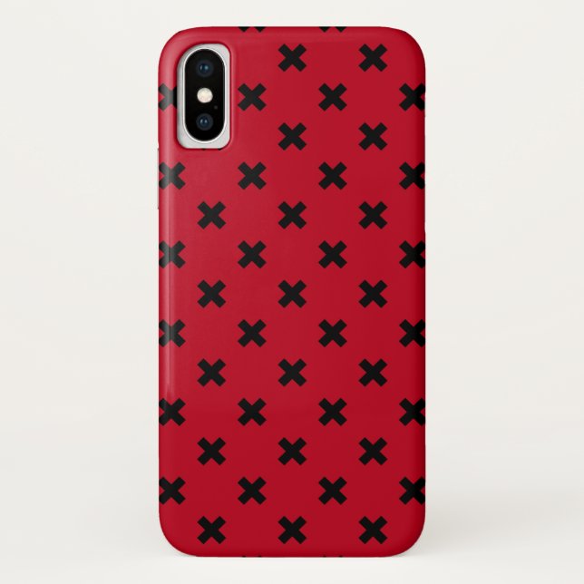 Funda De Case-Mate Para iPhone Costillas de cruz negra en rojo (Reverso)