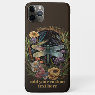 Funda Para iPhone 11 Pro Max Cottagecore Flor Silvestre Volando Libélula Person