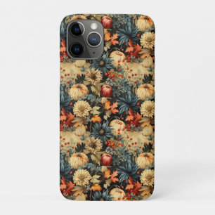 Funda Para iPhone 11 Pro Cottagecore Otoño Floral de Calabaza Oscuro