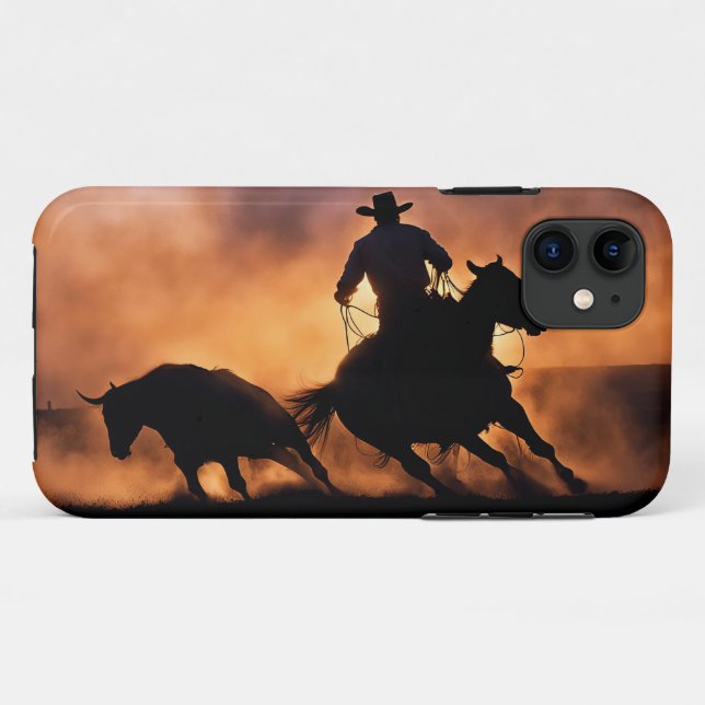 Funda De Case-Mate Para iPhone Country Western Cowboy Roping Stebull (Reverso (horizontal))