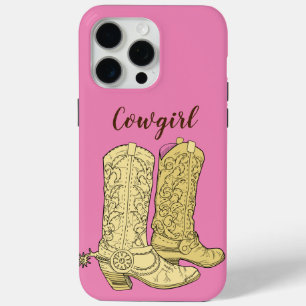 Funda Para iPhone 15 Pro Max Cowgirl Rosa Boots