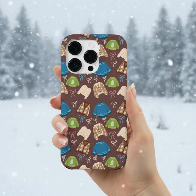Funda De Case-Mate Para iPhone Cozy Sweaters & Ribbons Pattern Phone Case (Subido por el creador)