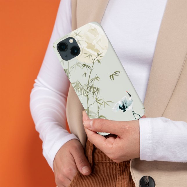 Funda De Case-Mate Para iPhone Crana Oriental de Bambú Elegante (Elegant Oriental Bamboo Crane Case-Mate iPhone Case)