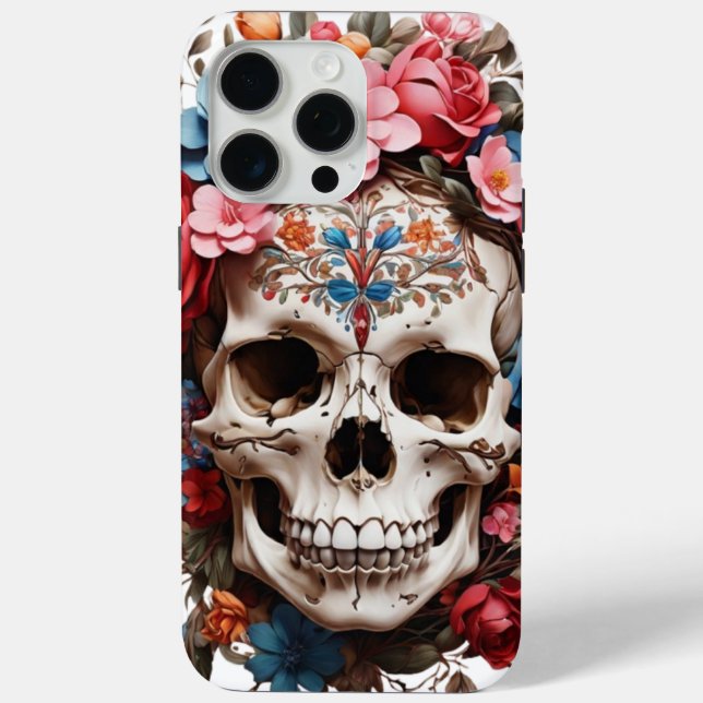 Funda De Case-Mate Para iPhone 💀 Crâne Fleuri Élégant 🌸 (Reverso )