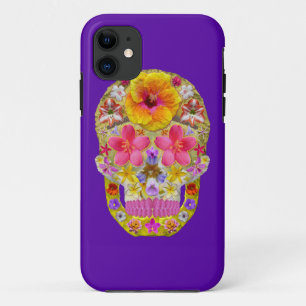 Funda Para iPhone 11 Cráneo 4 de la flor - tropical