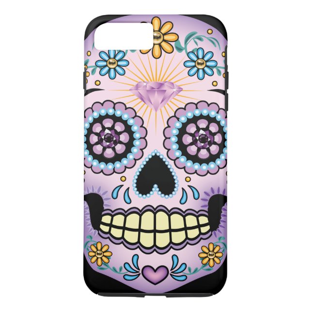 Funda De Case-Mate Para iPhone Cráneo de azúcar morado (Reverso)