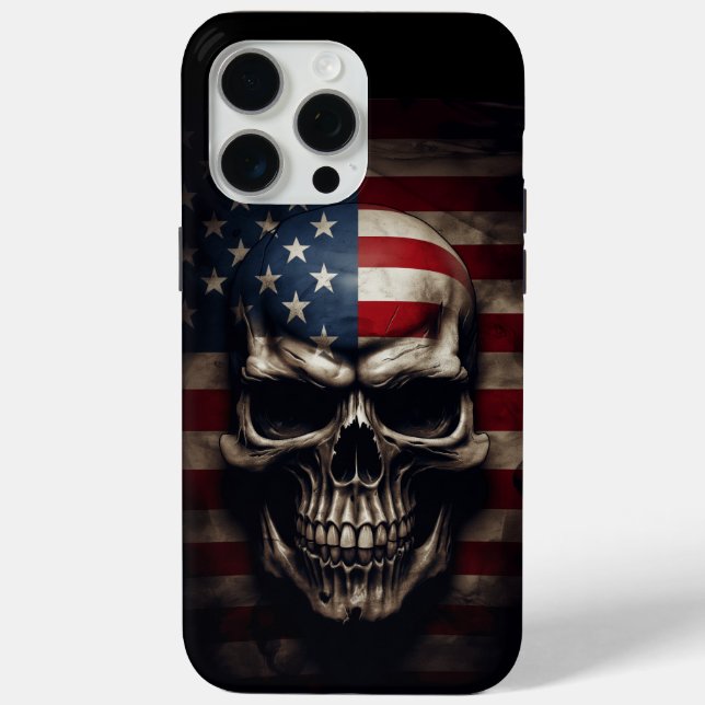 Funda De Case-Mate Para iPhone Cráneo de Bandera Americana (Reverso )