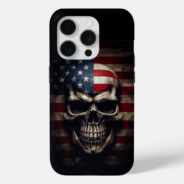 Funda De Case-Mate Para iPhone Cráneo de Bandera Americana (Reverso )